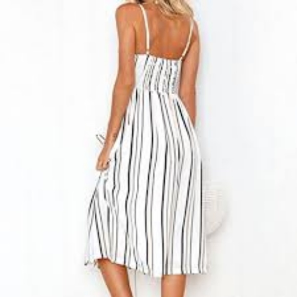 Striped button front midi dress - Picture 3 of 8